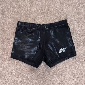 Youth shiny black spandex shorts